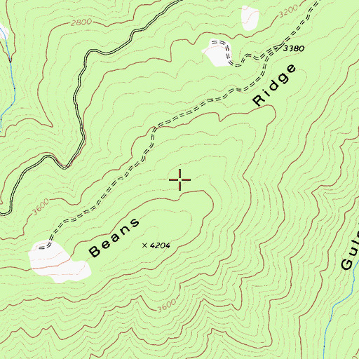 Topographic Map of Beans Ridge, CA
