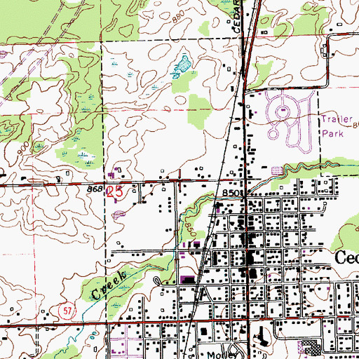 Topographic Map of Cedar Springs Christian Church, MI