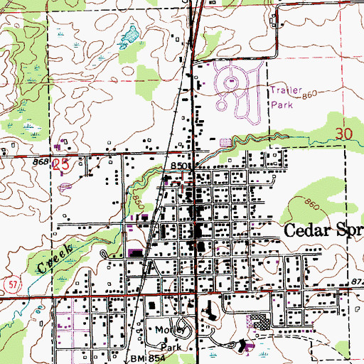 Topographic Map of Cedar Springs Fire Department Station 1, MI