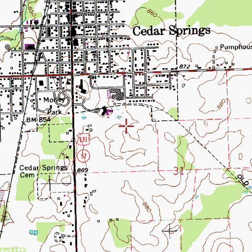 Topographic Map of Cedar View Elementary School, MI