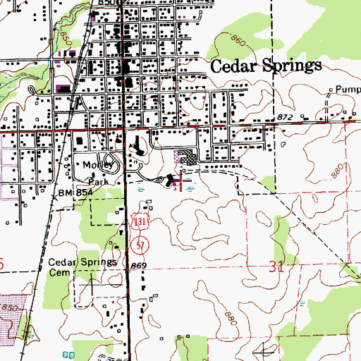 Topographic Map of Beach Elementary School, MI