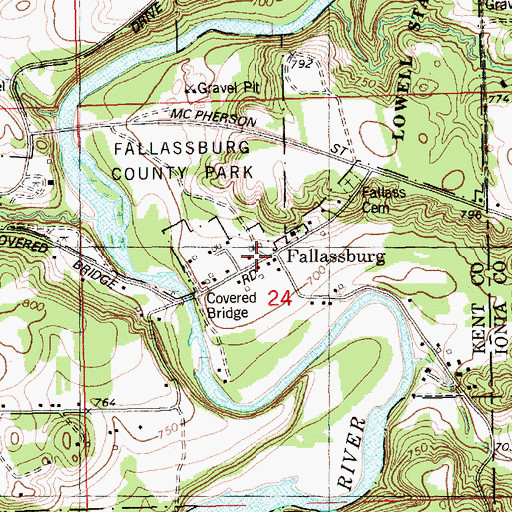 Topographic Map of John W Fallas Historical Marker, MI