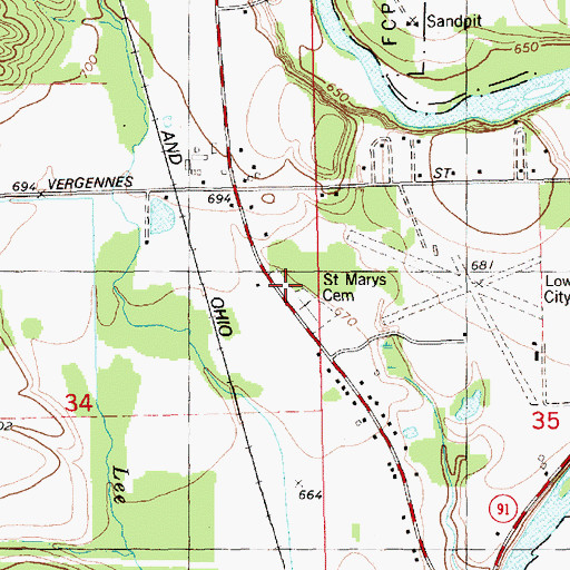 Topographic Map of Foxes Corners Cemetery, MI