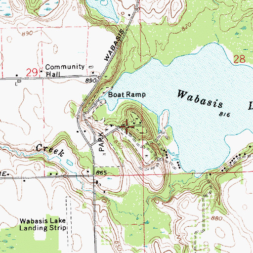 Topographic Map of Wabasis Park Campground, MI