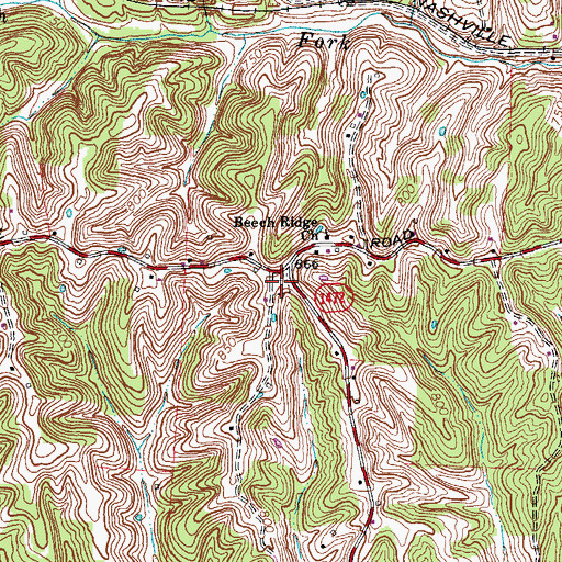 Topographic Map of Beech Ridge Cemetery, KY