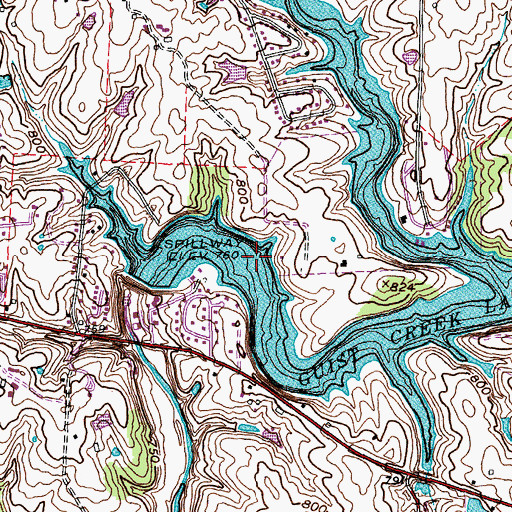 Topographic Map of Helms Mill (historical), KY