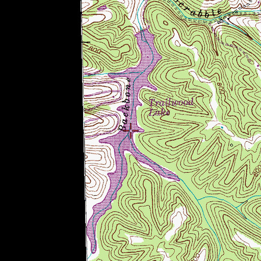 Topographic Map of Trailwood Lake, KY