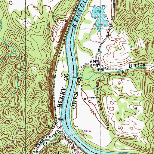Topographic Map of Ballards Landing (historical), KY