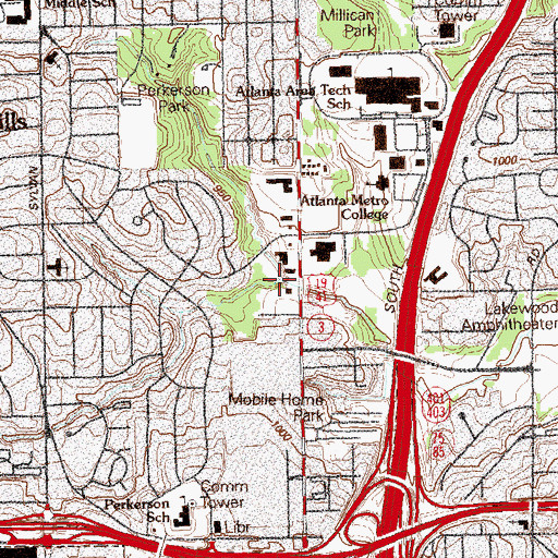 Topographic Map of Perkerson Creek, GA
