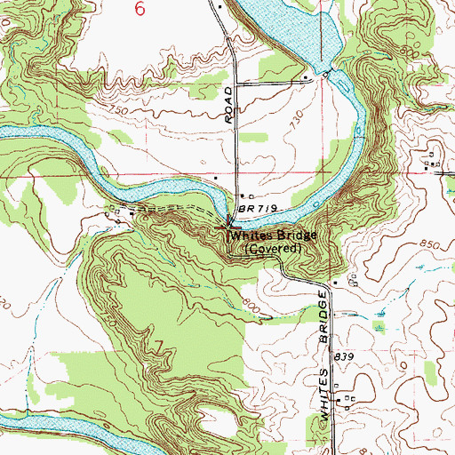 Topographic Map of White's Bridge Historical Marker, MI