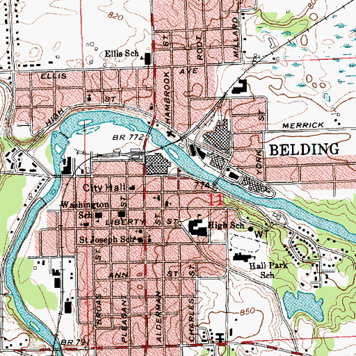 Topographic Map of Belrockton Dormitory Historical Marker, MI