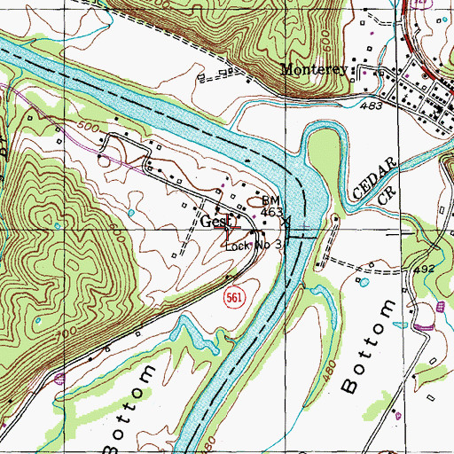 Topographic Map of Gest Post Office (historical), KY