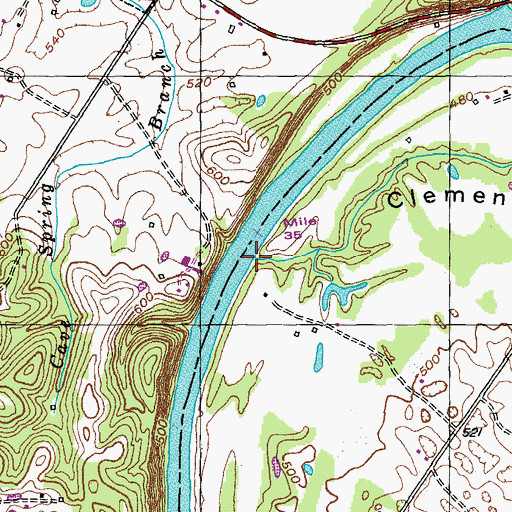 Topographic Map of Mill Wheel Branch, KY