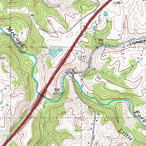 Topographic Map of Stephensons Mill (historical), KY