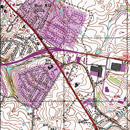 Topographic Map of Jones Railroad Station (historical), KY