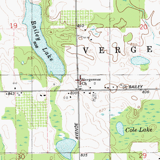 Topographic Map of Vergennes Cemetery, MI