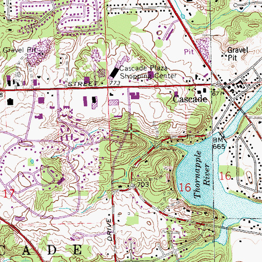 Topographic Map of Thornapple Community Church, MI
