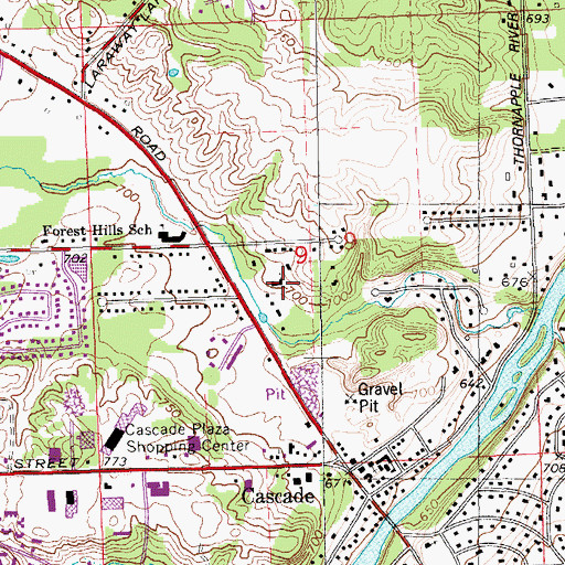 Topographic Map of Cascade Fellowship Church, MI