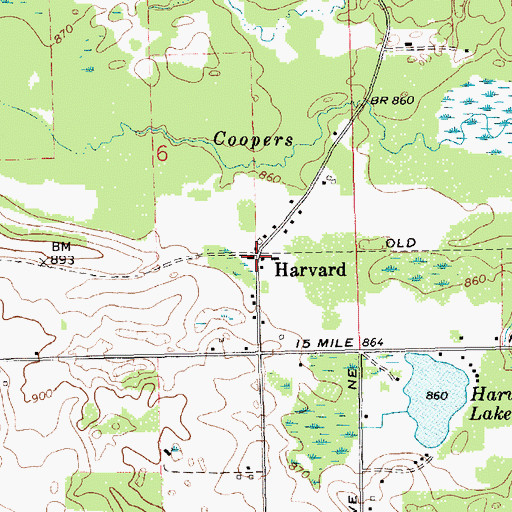 Topographic Map of Harvard Post Office (historical), MI