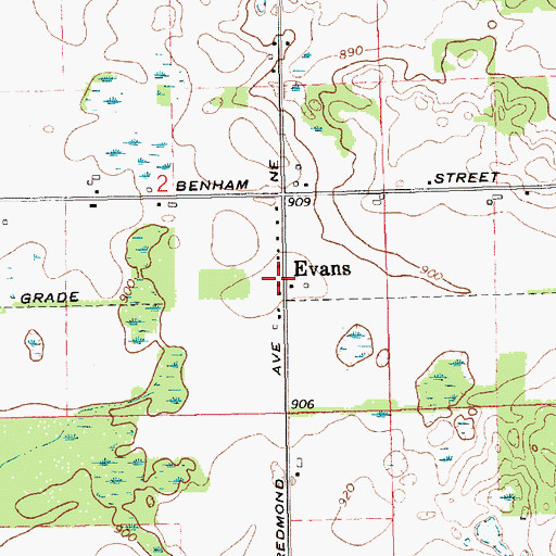 Topographic Map of Evans Station (historical), MI