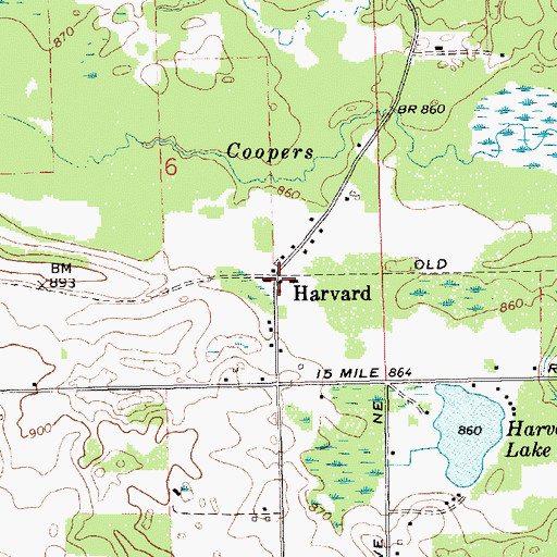 Topographic Map of Harvard Station (historical), MI