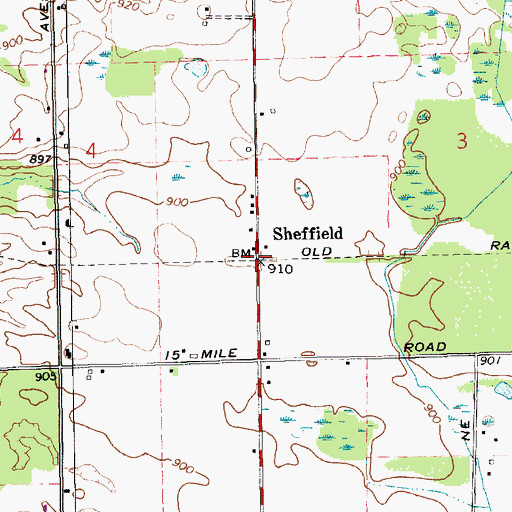 Topographic Map of Sheffield Station (historical), MI
