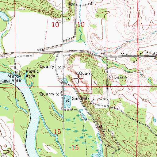 Topographic Map of Vinton Quarry, IA