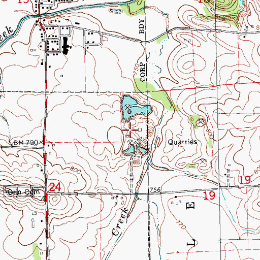 Topographic Map of Olin Quarry, IA