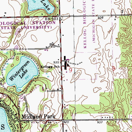 Topographic Map of Gull Lake Middle School, MI