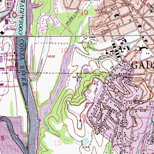 Topographic Map of Fowler Hall, AL