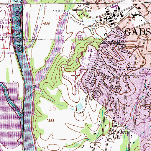 Topographic Map of Bevill Hall, AL