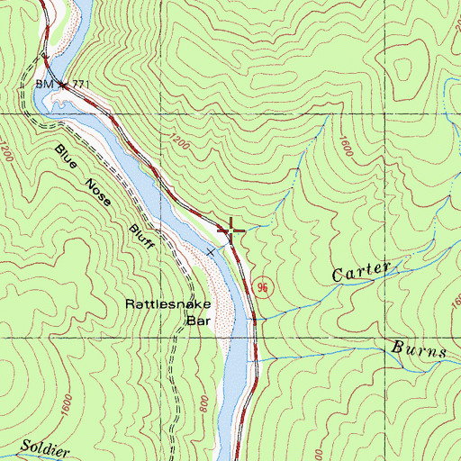 Topographic Map of Blue Nose Mine, CA