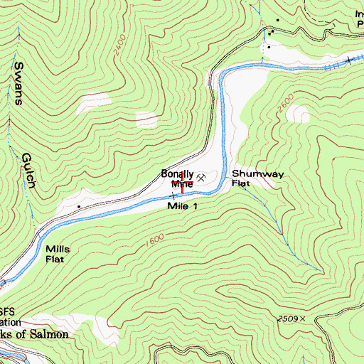 Topographic Map of Bonally Mine, CA