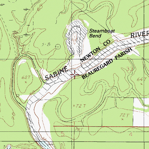 Topographic Map of Steamboat Bend, TX