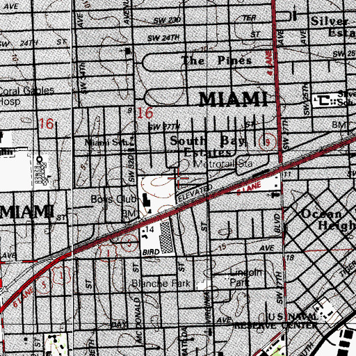 Topographic Map of Mosaic Miami Church, FL