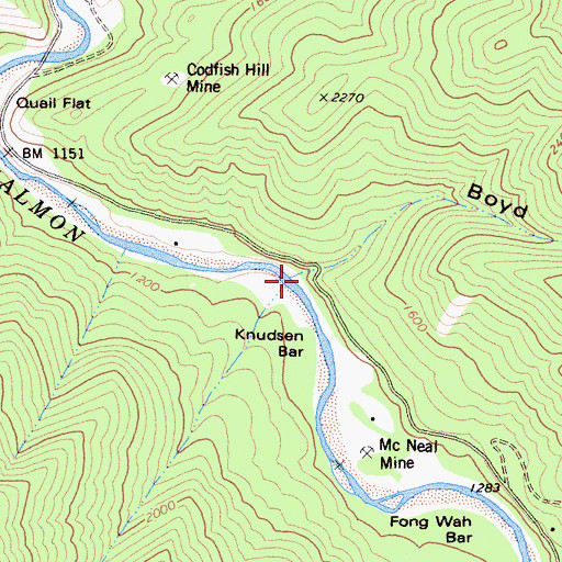Topographic Map of Boyd Gulch, CA