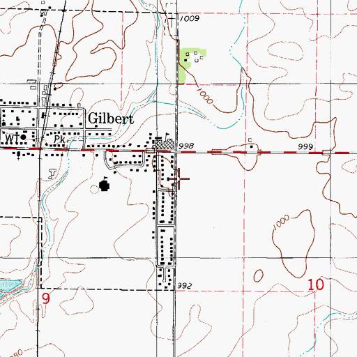 Topographic Map of Gilbert-Franklin Township Fire Station, IA