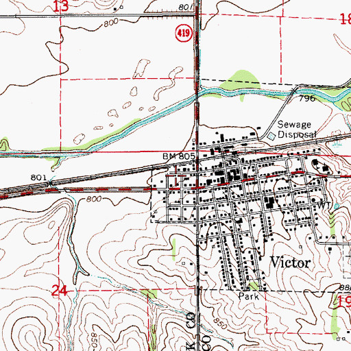 Topographic Map of Victor Fire Department, IA