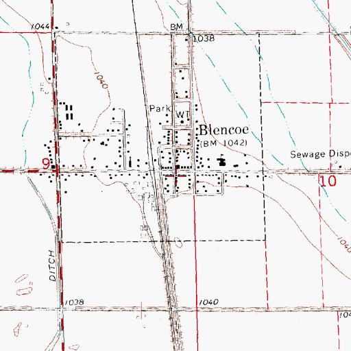 Topographic Map of Blencoe Fire Department, IA