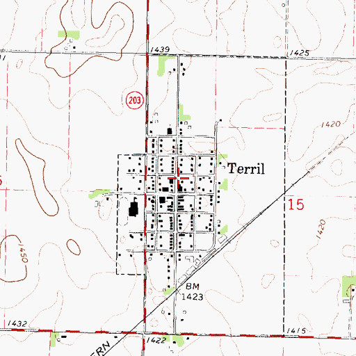 Topographic Map of Terril First Responders and Fire Department, IA