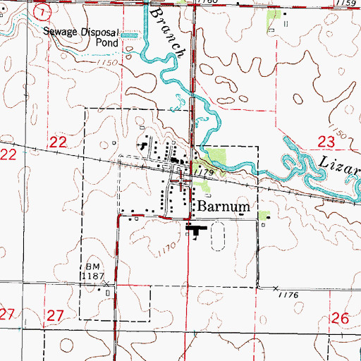 Topographic Map of Barnum Fire Department, IA