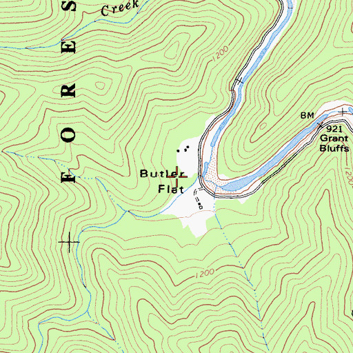 Topographic Map of Butler Creek, CA