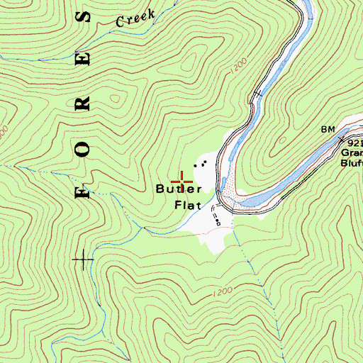Topographic Map of Butler Flat, CA