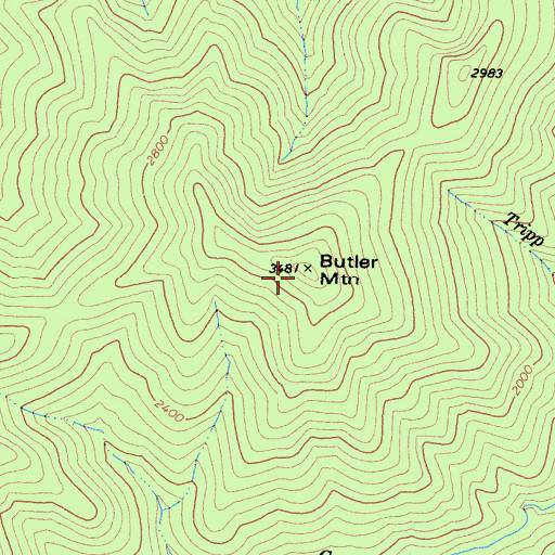 Topographic Map of Butler Mountain, CA