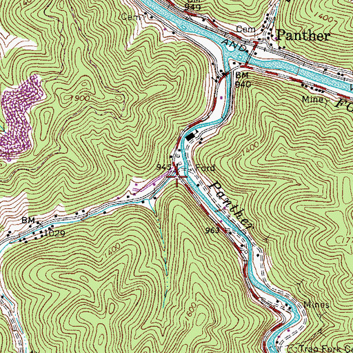 Topographic Map of Panther Volunteer Fire Department, WV