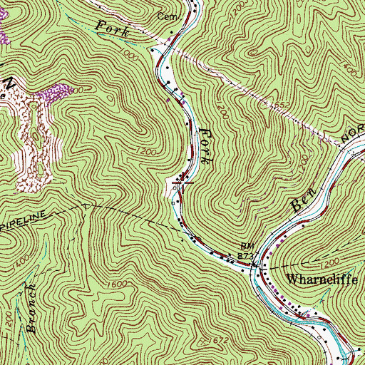 Topographic Map of Wharncliffe Volunteer Fire Department, WV