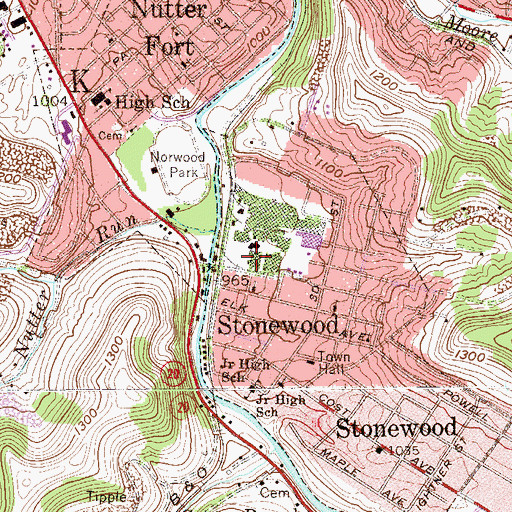Topographic Map of Stonewood Volunteer Fire Department, WV