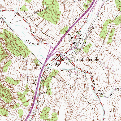Topographic Map of Lost Creek Volunteer Fire Department, WV