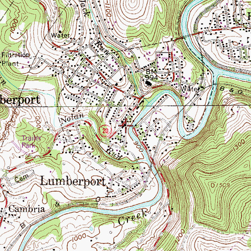 Topographic Map of Lumberport Volunteer Fire Department, WV
