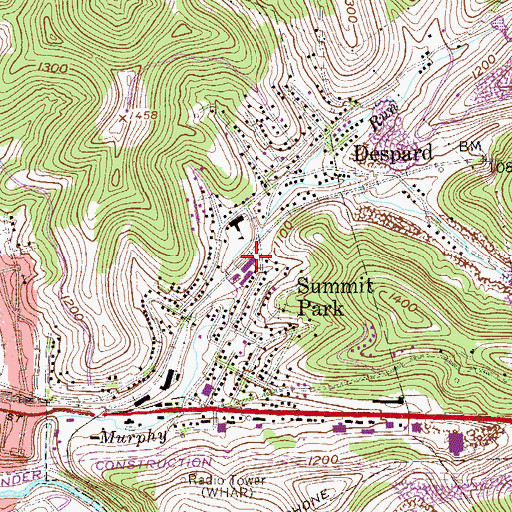 Topographic Map of Summit Park Volunteer Fire Department, WV